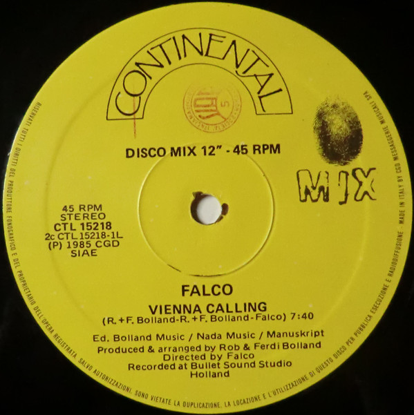 Falco - Vienna Calling (The Metternich Arrival-Mix) | Continental (CTL 15218) - 3