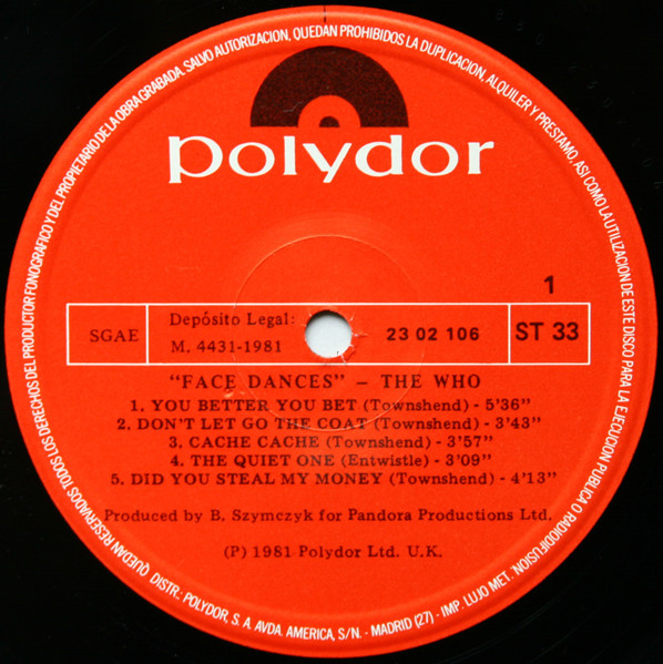 The Who - Face Dances | Polydor (23 02 106) - 3 The Who - Face Dances | Polydor (23 02 106) - 3