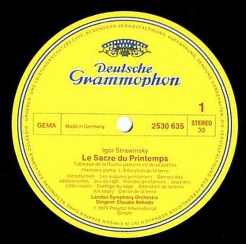 Igor Stravinsky , London Symphony Orchestra , Claudio Abbado - Le Sacre Du Printemps [Vinyl] | Deutsche Grammophon (2530 635) - 2
