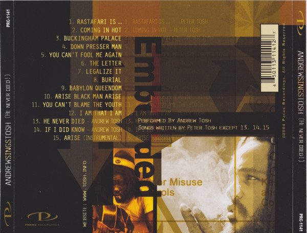 Andrew Tosh - Andrew Sings Tosh (He Never Died!) | Paras Recordings (PRC-1141) - 2 Andrew Tosh - Andrew Sings Tosh (He Never Died!) | Paras Recordings (PRC-1141) - 2