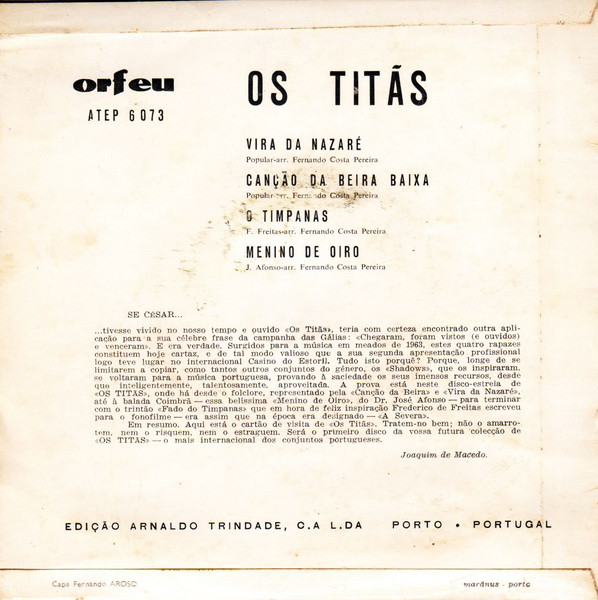 Os Titãs - Os Titãs | Orfeu (ATEP 6073) - 2