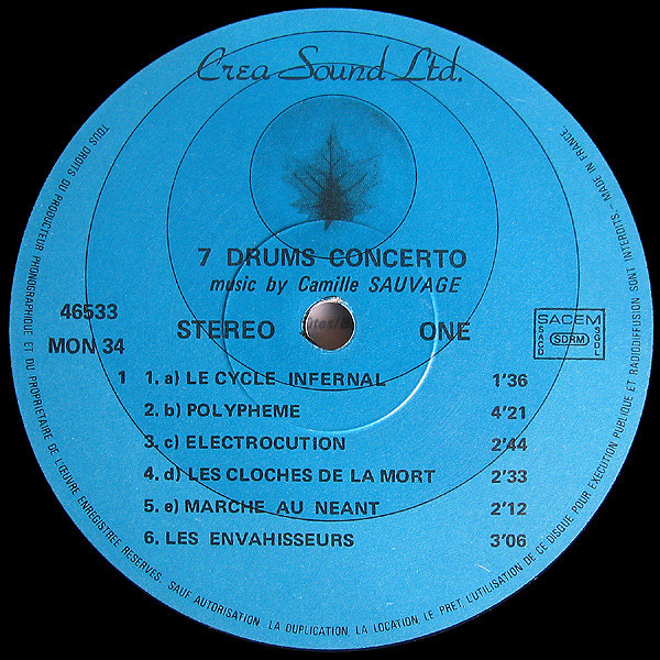 Camille Sauvage - 7 Drums Concerto [Vinyl] | Mondiophone (MON 34) - 4