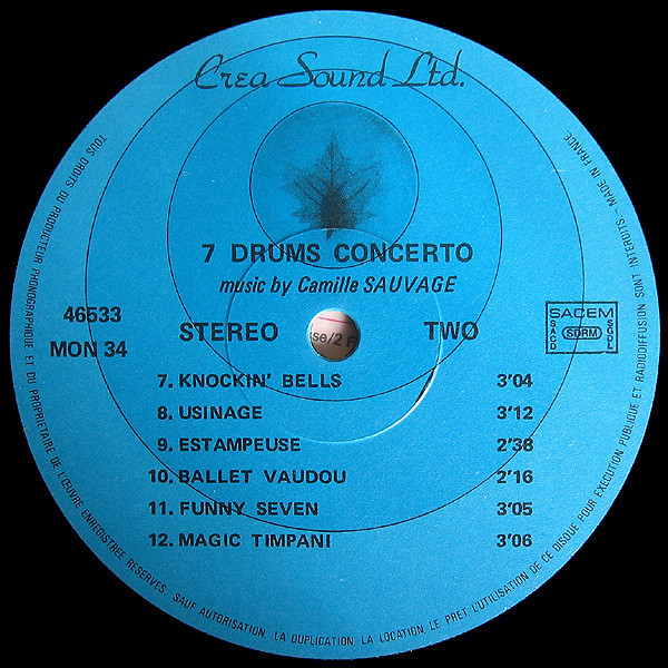 Camille Sauvage - 7 Drums Concerto [Vinyl] | Mondiophone (MON 34) - 2