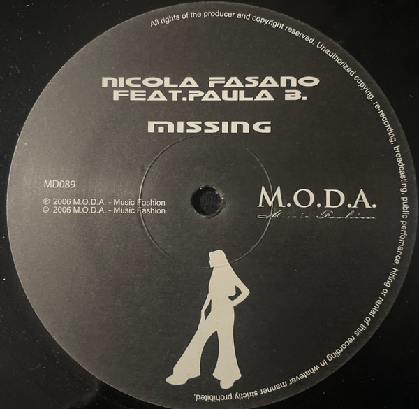 Nicola Fasano Feat. Paula B. - Missing | M.O.D.A. - Music Fashion (MD089) - 2 Nicola Fasano Feat. Paula B. - Missing | M.O.D.A. - Music Fashion (MD089) - 2