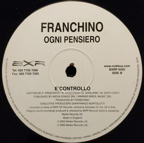 Franchino - Ogni Pensiero | BXR UK (BXRP 0302) - 4