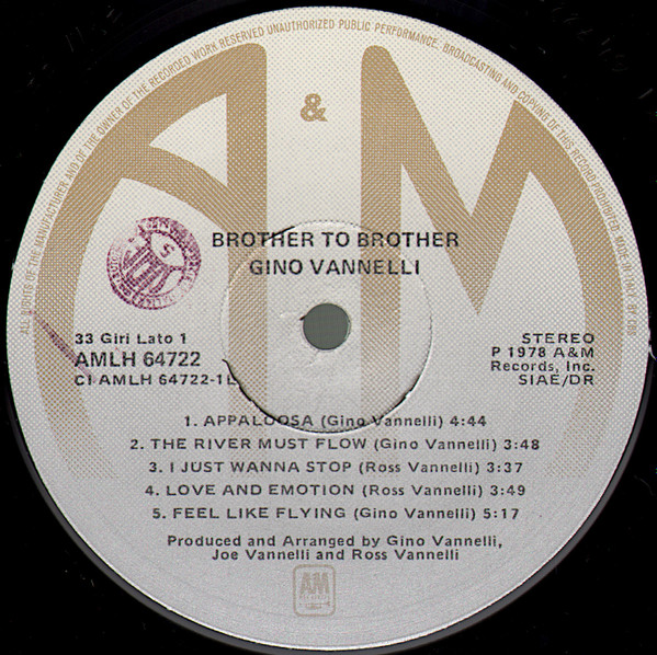 Gino Vannelli - Brother To Brother | A&M Records (AMLH 64722) - 3