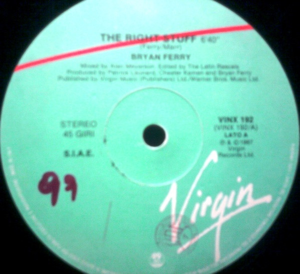 Bryan Ferry - The Right Stuff | Virgin (VINX 192) - 2 Bryan Ferry - The Right Stuff | Virgin (VINX 192) - 2
