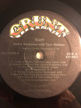 Jorma Kaukonen with Tom Hobson - Quah | Grunt (BXL1-0209) - 2 Jorma Kaukonen with Tom Hobson - Quah | Grunt (BXL1-0209) - 2