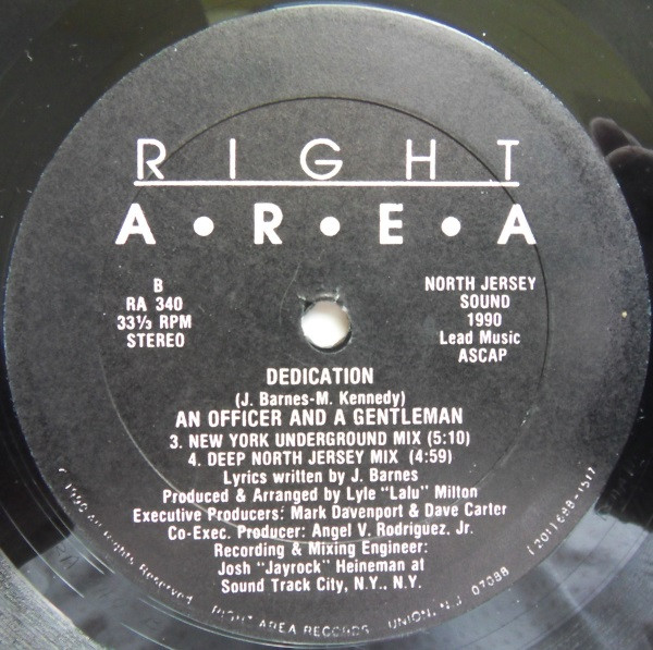 An Officer And A Gentleman - Dedication | Right Area Records (RA 340) - 2