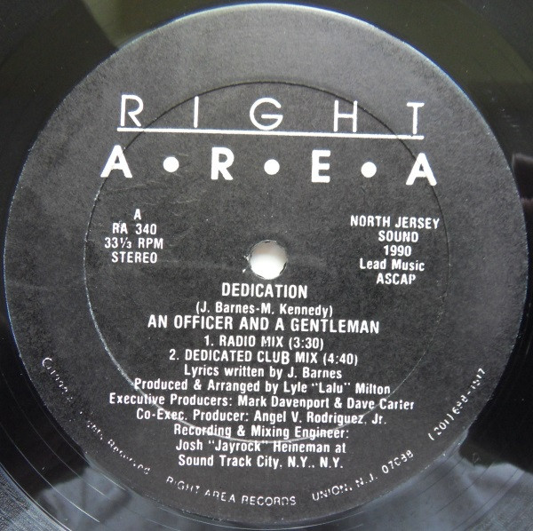 An Officer And A Gentleman - Dedication | Right Area Records (RA 340) - main