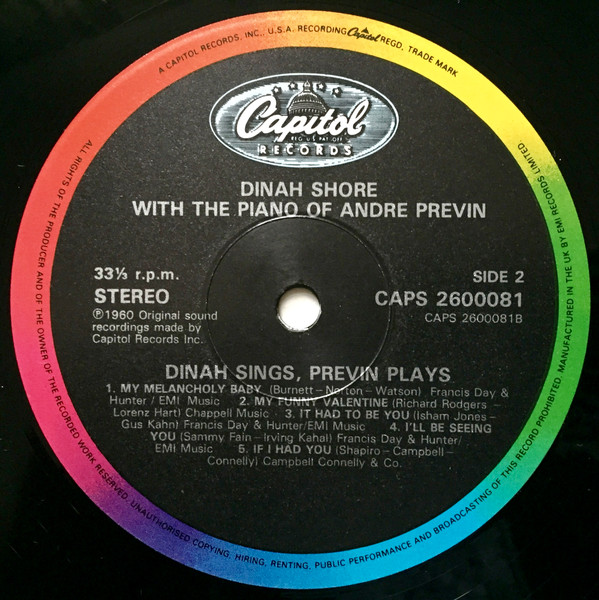 Dinah Shore - Dinah Sings Previn Plays - Songs In A Mid-night Mood | Capitol Records (CAPS 2600081) - 4 Dinah Shore - Dinah Sings Previn Plays - Songs In A Mid-night Mood | Capitol Records (CAPS 2600081) - 4
