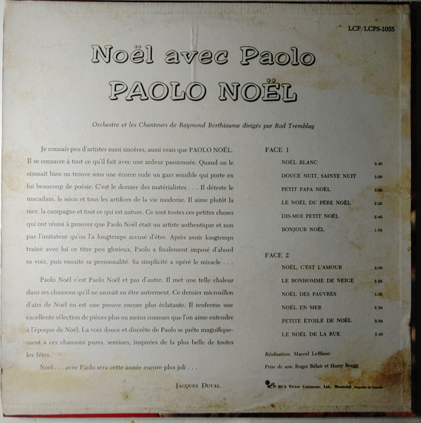 Paolo Noël - Noël Avec Paolo | RCA Victor (LCP-1055) - 3 Paolo Noël - Noël Avec Paolo | RCA Victor (LCP-1055) - 3