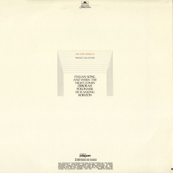 Jon & Vangelis - Private Collection | Polydor (PDS-1-6373) - 2