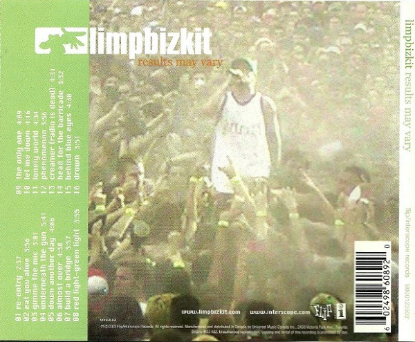 Limp Bizkit - Results May Vary [CD] | Interscope Records (B000123502) - 3