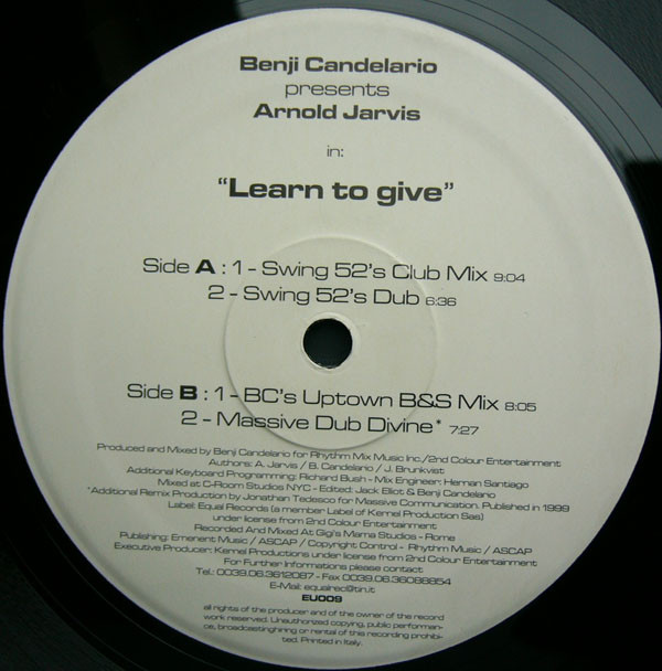 Benji Candelario Presents Arnold Jarvis - Learn To Give | Equal Records (EU009) - 3 Benji Candelario Presents Arnold Jarvis - Learn To Give | Equal Records (EU009) - 3