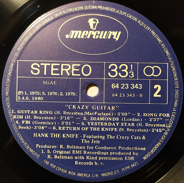 Hank The Knife Featuring Hank The Knife And The Jets & Hank The Knife & The Crazy Cats - Crazy Guitar | Mercury (64 23 343) - 4