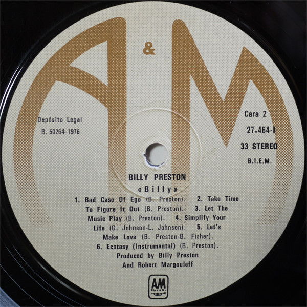 Billy Preston - Billy | A&M Records (27464-I) - 4