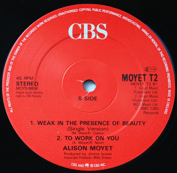 Alison Moyet - Weak In The Presence Of Beauty | CBS (Moyet T2) - 3 Alison Moyet - Weak In The Presence Of Beauty | CBS (Moyet T2) - 3