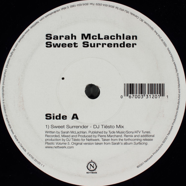 Sarah McLachlan - Sweet Surrender (DJ Tiësto Remix) / I Love You (BT Mix) | Nettwerk (0 6700 33120 1 1) - main Sarah McLachlan - Sweet Surrender (DJ Tiësto Remix) / I Love You (BT Mix) | Nettwerk (0 6700 33120 1 1) - main