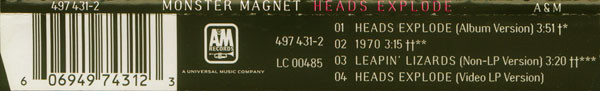 Monster Magnet - Heads Explode | A&M Records (497 431-2) - 2