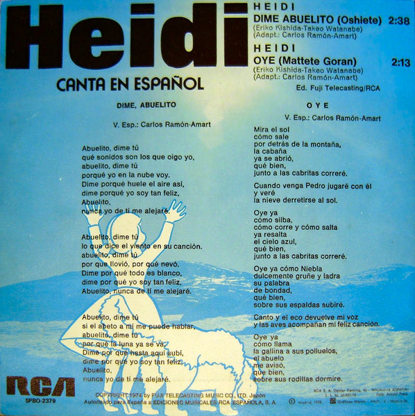 Heidi - Heidi, Canta En Español | RCA (SPBO-2379) - 2
