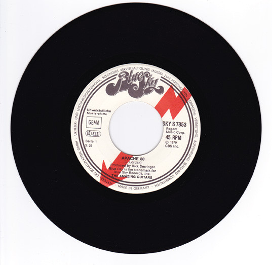 The Amazing Guitars - Apache 80 / Sleepwalk | Blue Sky (SKY S 7853) - 3