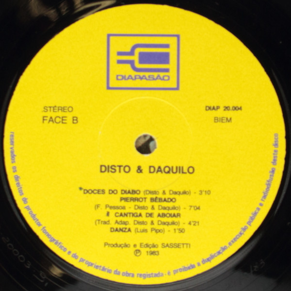 Disto & Daquilo - Disto & Daquilo | Sassetti (DIAP 20004) - 4 Disto & Daquilo - Disto & Daquilo | Sassetti (DIAP 20004) - 4
