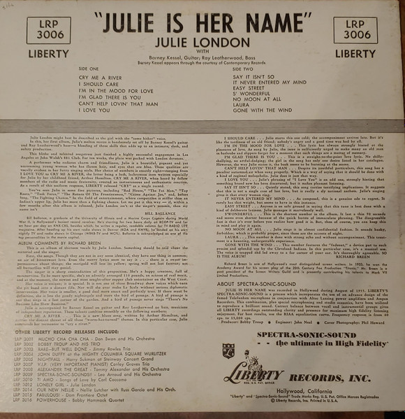 Julie London - Julie Is Her Name | Liberty (LRP 3006) - 2