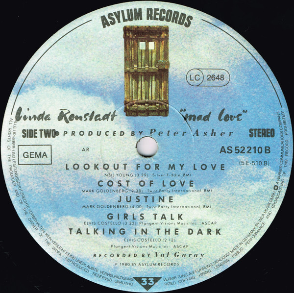 Linda Ronstadt - Mad Love | Asylum Records (AS 52 210) - 2