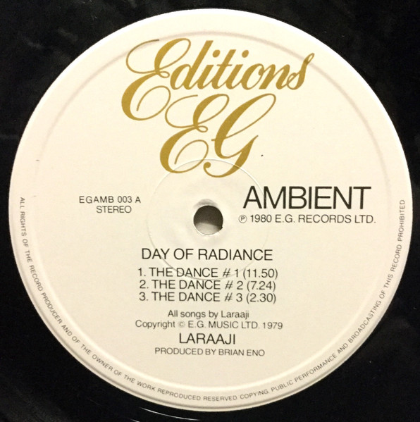 Laraaji Produced By Brian Eno - Ambient 3 (Day Of Radiance) | Editions EG (EGAMB 003) - 4 Laraaji Produced By Brian Eno - Ambient 3 (Day Of Radiance) | Editions EG (EGAMB 003) - 4