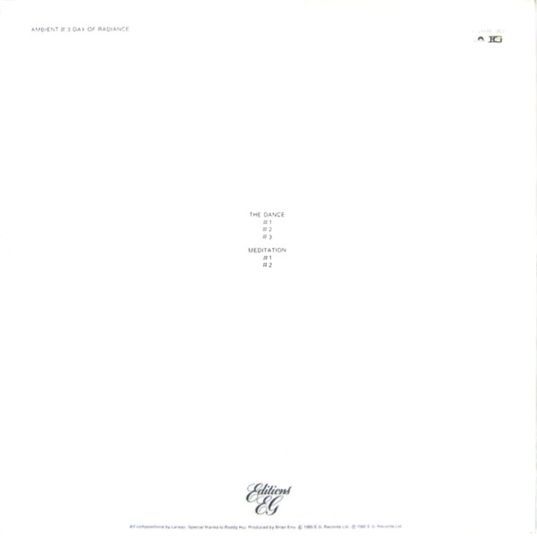 Laraaji Produced By Brian Eno - Ambient 3 (Day Of Radiance) | Editions EG (EGAMB 003) - 2 Laraaji Produced By Brian Eno - Ambient 3 (Day Of Radiance) | Editions EG (EGAMB 003) - 2