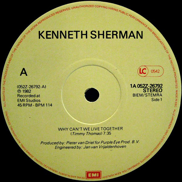 Kenneth Sherman - Why Can't We Live Together? / Just Dance | EMI (1A 052Z-26792) - 3