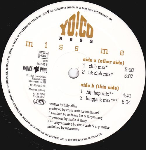 Yoco Ross - Miss Me | Dance Pool (660585 6) - 2