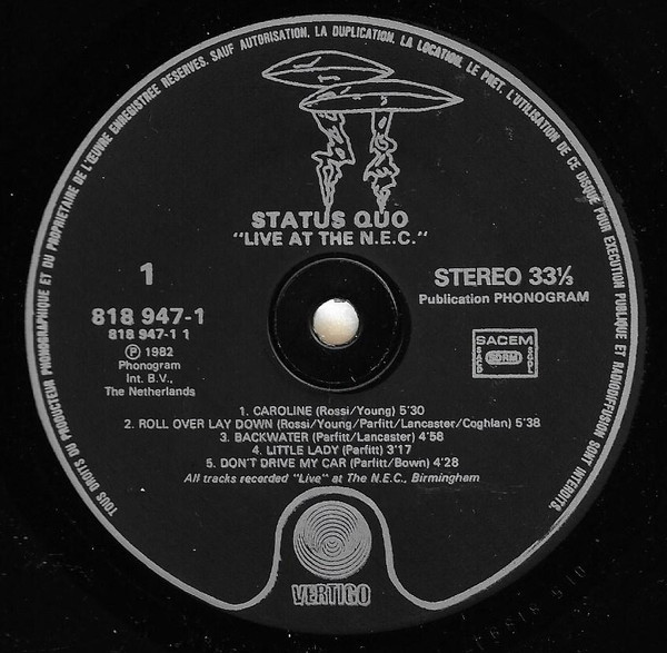 Status Quo - Live At The N.E.C. | Vertigo (818 947-1) - 2