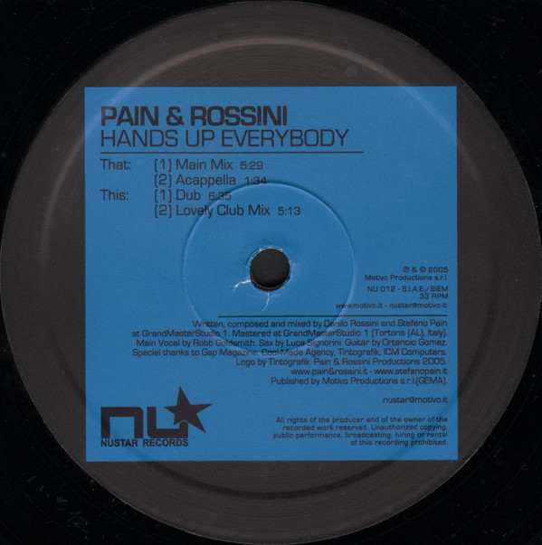 Pain & Rossini - Hands Up Everybody | Nustar Records (NU 012)