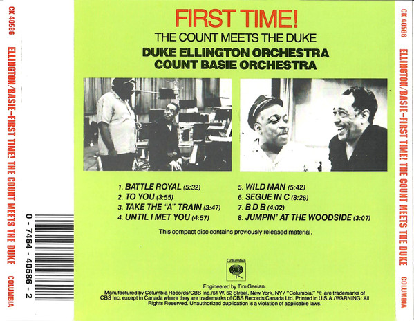 Duke Ellington And Count Basie - First Time! The Count Meets The Duke [CD] | Columbia (CK 40586) - 2