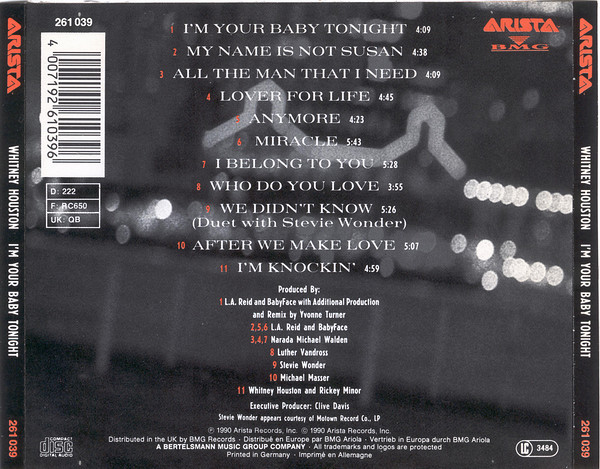 Whitney Houston - I'm Your Baby Tonight | Arista (261 039) - 2