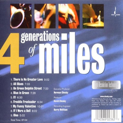 George Coleman , Mike Stern , Ron Carter , Jimmy Cobb - 4 Generations Of Miles | Chesky Records (JD238) - 2