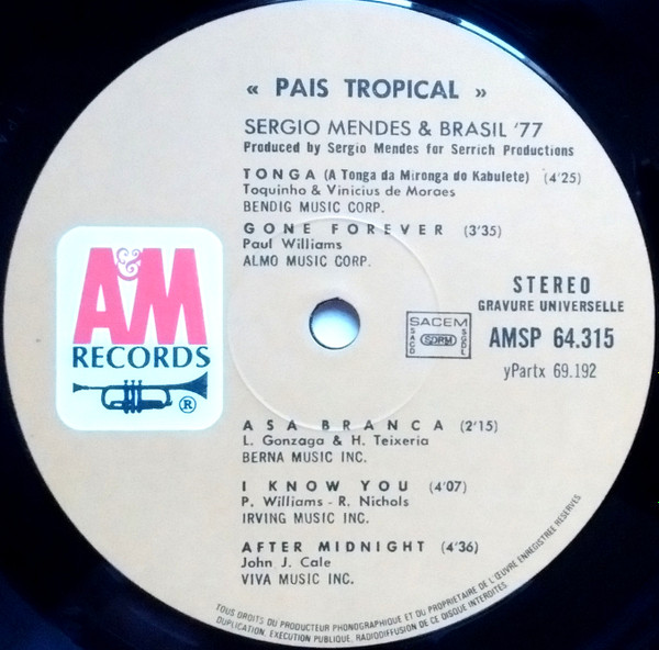 Sérgio Mendes & Brasil '77 - País Tropical | A&M Records (AMSP 64315) - 4 Sérgio Mendes & Brasil '77 - País Tropical | A&M Records (AMSP 64315) - 4