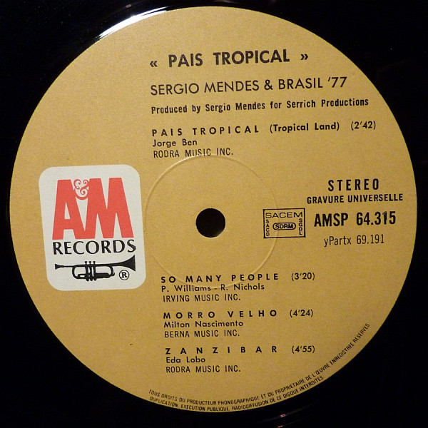 Sérgio Mendes & Brasil '77 - País Tropical | A&M Records (AMSP 64315) - 3 Sérgio Mendes & Brasil '77 - País Tropical | A&M Records (AMSP 64315) - 3