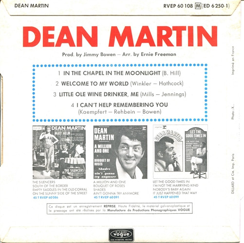 Dean Martin - In The Chapel In The Moonlight | Reprise Records (RVEP 60 108 M (ED 6 25061)) - 2 Dean Martin - In The Chapel In The Moonlight | Reprise Records (RVEP 60 108 M (ED 6 25061)) - 2