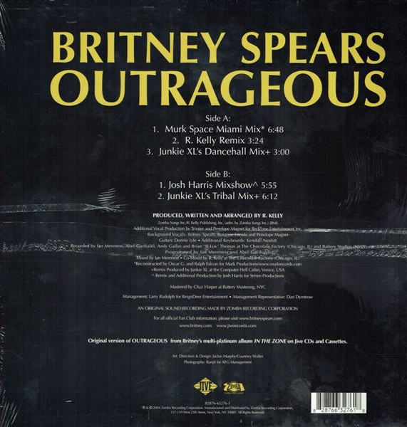 Britney Spears - Outrageous (12" Remixes) [Vinyl] | Jive (82876 63276 1) - 2