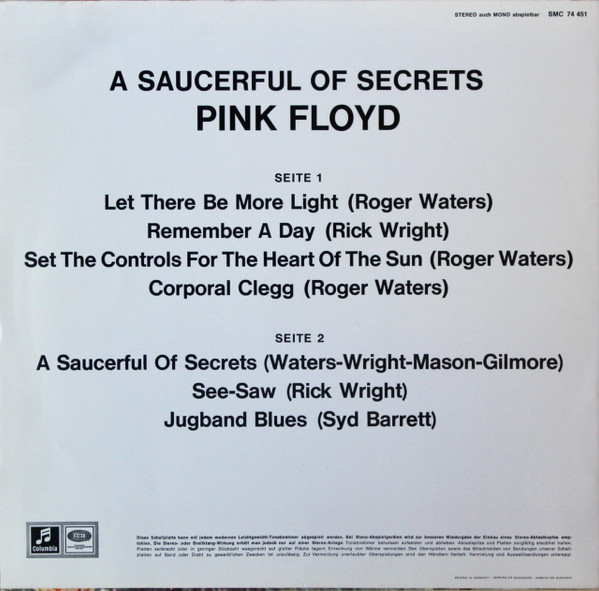 Pink Floyd - A Saucerful Of Secrets | Columbia (SMC 74 451) - 2