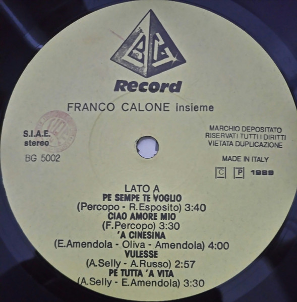 Franco Calone - Insieme | BG Record (BG 5005) - 3