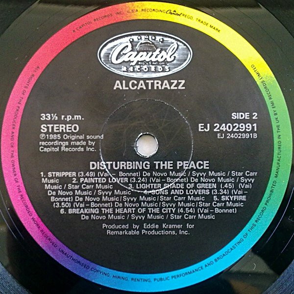 Alcatrazz - Disturbing The Peace | Capitol Records (EJ 24 0299 1) - 4 Alcatrazz - Disturbing The Peace | Capitol Records (EJ 24 0299 1) - 4