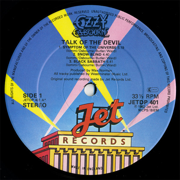 Ozzy Osbourne - Talk Of The Devil | Jet Records (JETDP 401) - 4 Ozzy Osbourne - Talk Of The Devil | Jet Records (JETDP 401) - 4