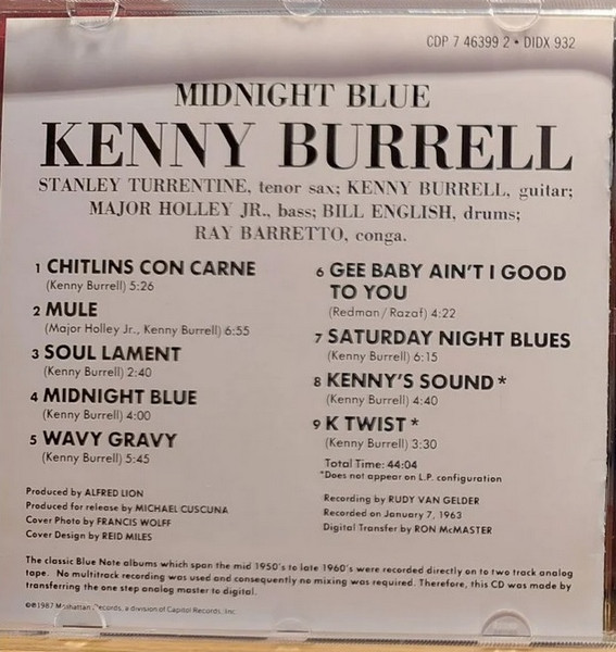Kenny Burrell - Midnight Blue | Blue Note (CDP 7 46399 2) - 4