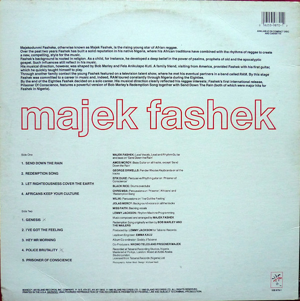 Majek Fashek - Prisoner Of Conscience | Mango (539 870-1) - 2