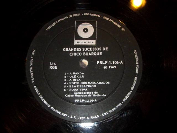 Chico Buarque - Grandes Sucessos De Chico Buarque | Premier (PRLP 1106) - 3