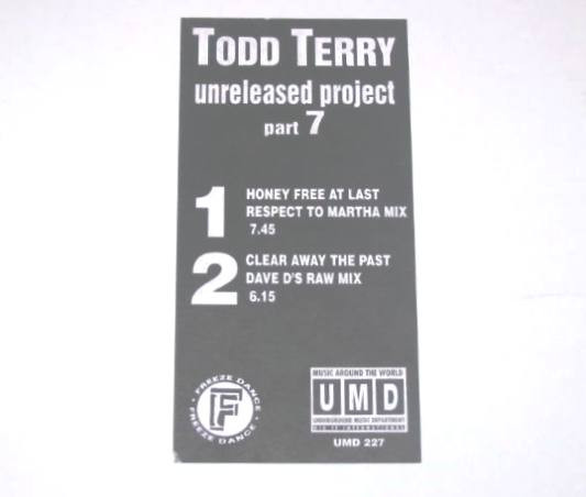 Todd Terry - Unreleased Project Part 7 | Underground Music Department (UMD) (UMD 227) - main